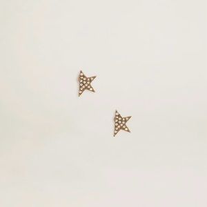 Golden Goose Stud Earrings in Antique Gold Color with Crystals